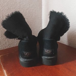 Black Suede and Faux Fur UGG Boots